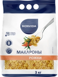 Макароны BONVIDA Рожки группа А, высший сорт, 3кг