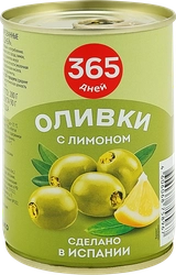 Оливки c лимоном 365 ДНЕЙ зеленые, 280г