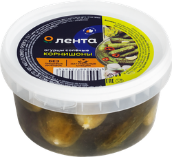 Изображение товара Огурцы соленые ЛЕНТА Корнишоны, 500г