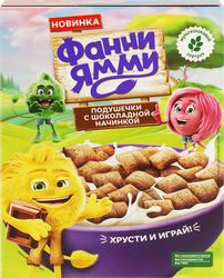Изображение товара Подушечки мультизлаковые ФАННИ ЯММИ с шоколадной начинкой, 220г
