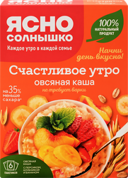 Изображение товара Каша овсяная ЯСНО СОЛНЫШКО Ассорти, с персиком, клубникой и бананом,
240г