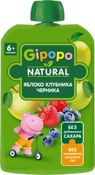 Пюре фруктово-ягодное GIPOPO Яблоко, клубника и черника, с 6 месяцев, 90г