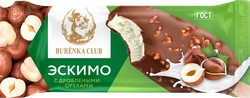 Мороженое BURENKA CLUB Пломбир в шоколадной глазури с дроблеными орехами 15%, без змж, эскимо, 70г