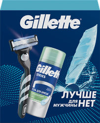 Изображение товара Набор подарочный GILLETTE Mach3 Алоэ для чувствительной кожи Бритва для бритья+Гель для бритья, 75мл