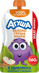 Изображение товара Пюре фруктово-злаковое детское АГУША Яблоко и груша со злаками, с 12 месяцев, 160г