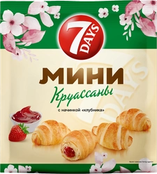 Круассаны 7DAYS мини c начинкой клубника, 265г