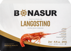 Изображение товара Креветки свежемороженые BONASUR Лангустин в панцире без головы 30/55, 2кг