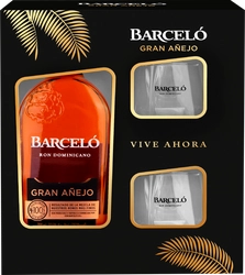 Ром BARCELO Gran Anejo выдержанный 37,5%, с 2-мя стаканами, п/у, 0.7л