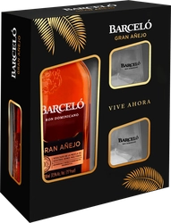 Ром BARCELO Gran Anejo выдержанный 37,5%, с 2-мя стаканами, п/у, 0.7л