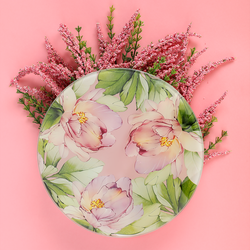 Доска разделочная HOMECLUB Blossom, круглая 20см, жаропрочное стекло, Арт. OX-BS4