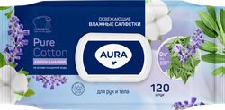 Изображение товара Салфетки влажные AURA освежающие, 120шт