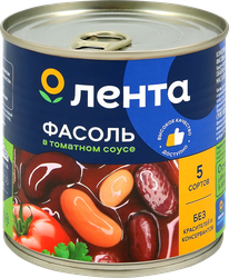 Изображение товара Фасоль ЛЕНТА 5 сортов, в томатном соусе, 400г