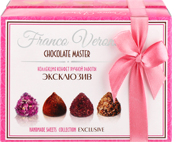 Изображение товара Набор конфет ФРАНКО ВЕРОНИ Эксклюзив с лепестками роз, какао-порошком, гибискусом, вафельной крошкой, 125г