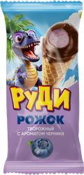 Сырок творожный РУДИ Черника в вафельном рожке 23%, без змж, 40г