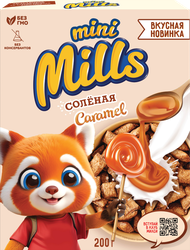 Изображение товара Готовый завтрак MINI MILLS Подушечки с начинкой со вкусом соленой карамели, 200г