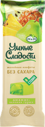 Изображение товара Конфеты желейные УМНЫЕ СЛАДОСТИ со вкусом ананас-зеленая груша, без сахара, без глютена, 90г