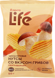 Чипсы нутовые ЛЕНТА LIFE Нутсы со вкусом грибы, 50г