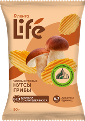 Изображение товара Чипсы нутовые ЛЕНТА LIFE Нутсы со вкусом грибы, 50г