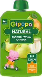 Пюре фруктовое GIPOPO Яблоко, груша и сливки, с 6 месяцев, 90г