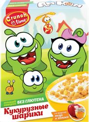 Изображение товара Готовый завтрак CRUNCH TIME Ам Ням, шарики со вкусом меда и яблока, 170г