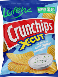 Чипсы картофельные LORENZ Crunchips X-Cut, рифленые со вкусом сметаны и специй, 130г