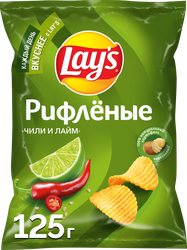 Изображение товара Чипсы картофельные LAY'S Рифленые, Чили–лайм, 125г