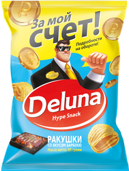 Чипсы кукурузные DELUNA Ракушки, со вкусом барбекю, 85г