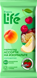 Мармелад желейный ЛЕНТА LIFE Ассорти, формовой в кокосовой стружке, на изомальте, 195г