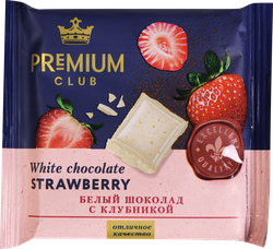 Шоколад белый PREMIUM CLUB с клубникой, 50г