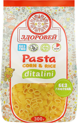 Изображение товара Макароны кукурузно-рисовые ЗДОРОВЕЙ Ditalini, 300г