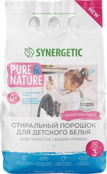 Порошок для стирки детского белья SYNERGETIC гипоаллергенный 0+, 3кг