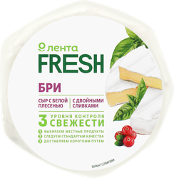 СырмягкийЛЕНТАFRESHБрисдвойнымисливкамисбелойплесенью60%,беззмж,125г