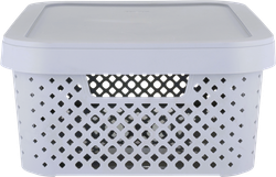 Изображение товара Корзина для хранения PLAST TEAM Stockholm, с крышкой, серый шторм, 5л, Арт. PT500601025