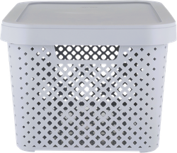 Изображение товара Корзина для хранения PLAST TEAM Stockholm, с крышкой, серый шторм, 15л, Арт. PT500701025