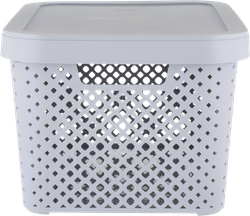 Изображение товара Корзина для хранения PLAST TEAM Stockholm, с крышкой, серый шторм, 10л, Арт. PT500501025
