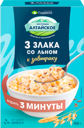 Изображение товара Хлопья мультизлаковые ГУДВИЛЛ 3 злака, с семенами льна, 400г