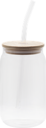 Изображение товара Банка для напитков HOMECLUB Siesta с трубочкой, стекло, бамбук, 500мл, Арт. NBG-1