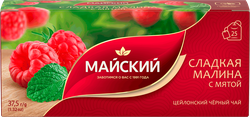 Изображение товара Чай черный МАЙСКИЙ Сладкая малина с мятой, 25пак