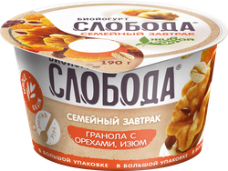 Изображение товара Биойогурт СЛОБОДА с гранолой и изюмом 5%, без змж, 190г