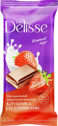Шоколад молочный DELISSE с клубничной и сливочной начинкой, 60г