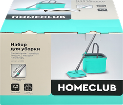 Изображение товара Набор для уборки HOMECLUB швабра с телескопической ручкой, ведро с отжимом, 2.2л, Арт. N-MOP2