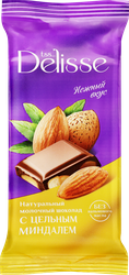 Шоколад молочный DELISSE с цельным миндалем, 60г