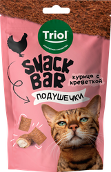 Изображение товара Лакомство для кошек SNACK BAR Мини-подушечки с начинкой из курицы с креветкой, 30г