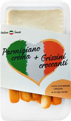 Изображение товара Крем-сыр ITALIAN SNACK Пармезан с миндалем и хлебными палочками, без змж, 50г
