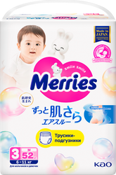 Изображение товара Подгузники-трусики MERRIES M 6–11кг, 52шт