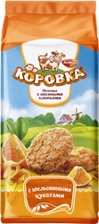 Изображение товара Печенье сдобное КОРОВКА с овсяными хлопьями и апельсиновыми цукатами, 190г