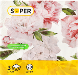 Салфетки бумажные SUPER Ретро 3-слоя, 33х33см, 20шт