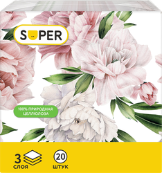 Изображение товара Салфетки бумажные SUPER Ретро 3-слоя, 33х33см, 20шт