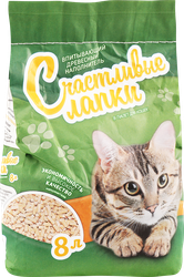 Наполнитель древесный для кошачьего туалета СЧАСТЛИВЫЕ ЛАПКИ, 8л