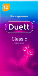 Презервативы DUETT Classic N12 из натурального латекса со смазкой, 12шт